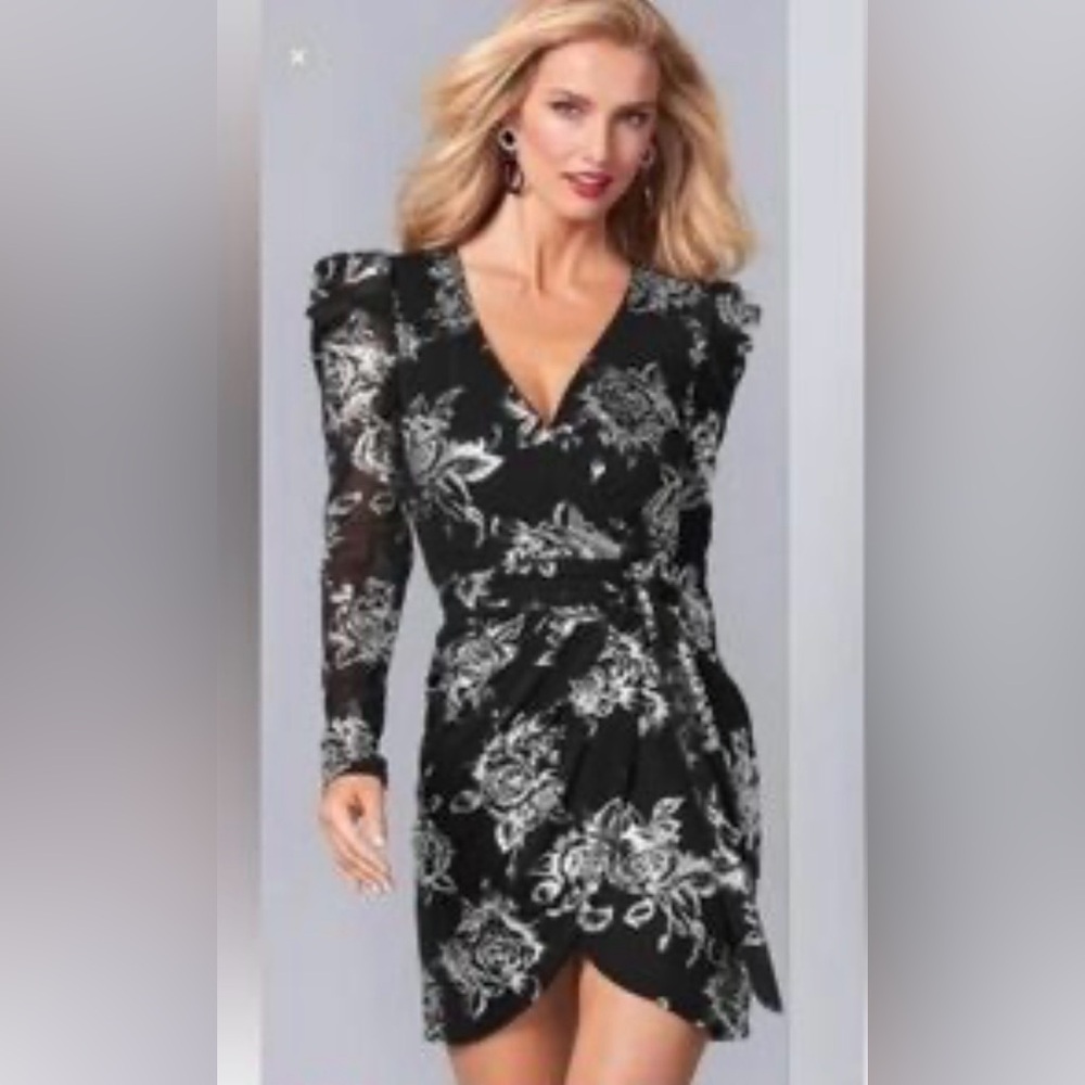 VENUS Black and Silver Sexy Rose Dress Sz8